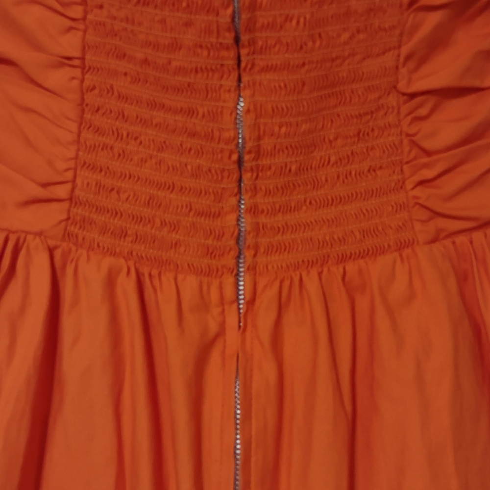 Reformation Strapless Ruched Orange Midi Dress - Picture 5 of 15